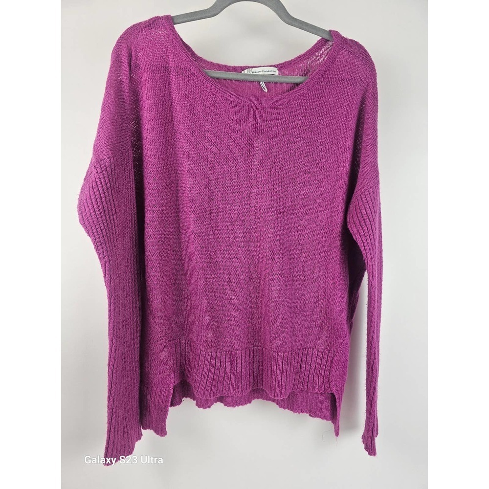 Women's, szXL, UK French Connection oversized, cropped magenta / pink sweater
